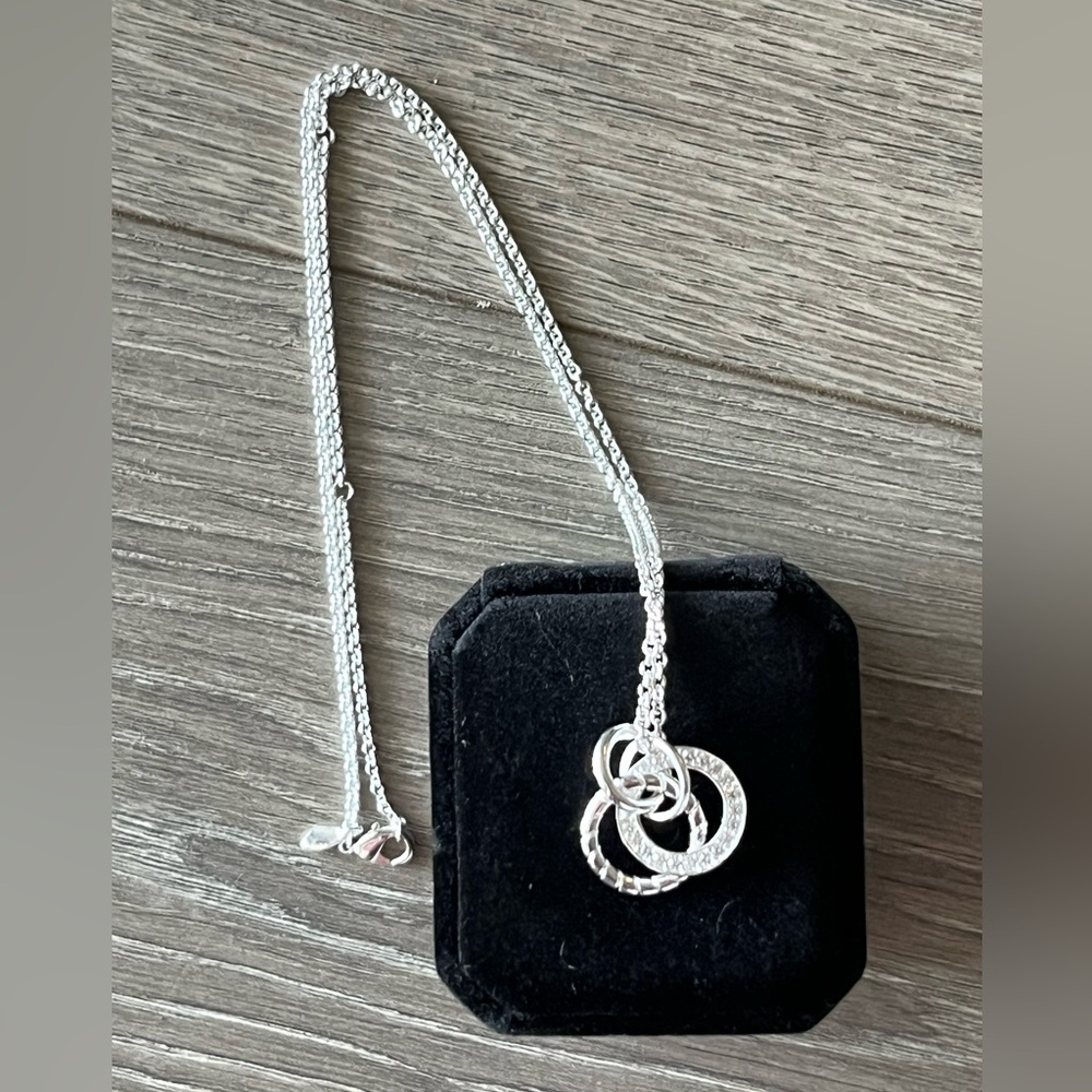 NWOT Unbranded 925 Sterling Silver Interlocking Circle Necklace.